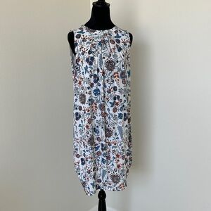 H&M Floral Print Midi Dress - White and Blue